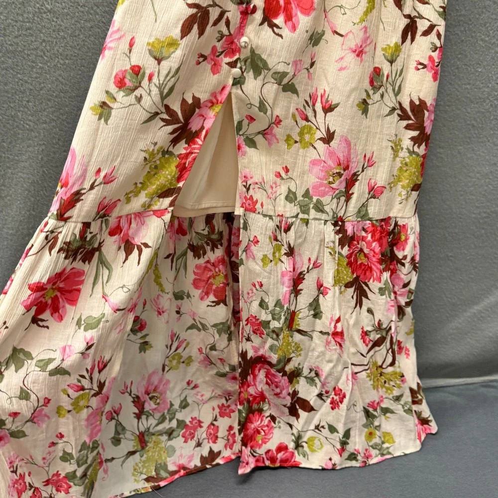 Abercrombie & Fitch Maxi Dress Womens Petite Small SP Floral Smocked Tiered Boho
